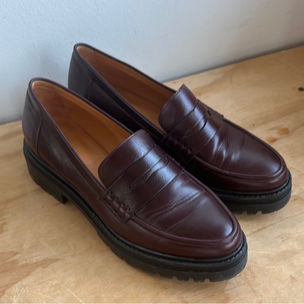 Sezane Brown Leather Loafers Slip-Ons - Picture 3 of 7
